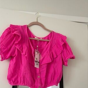 LoveShackFancy Elania Gauze Crop Top